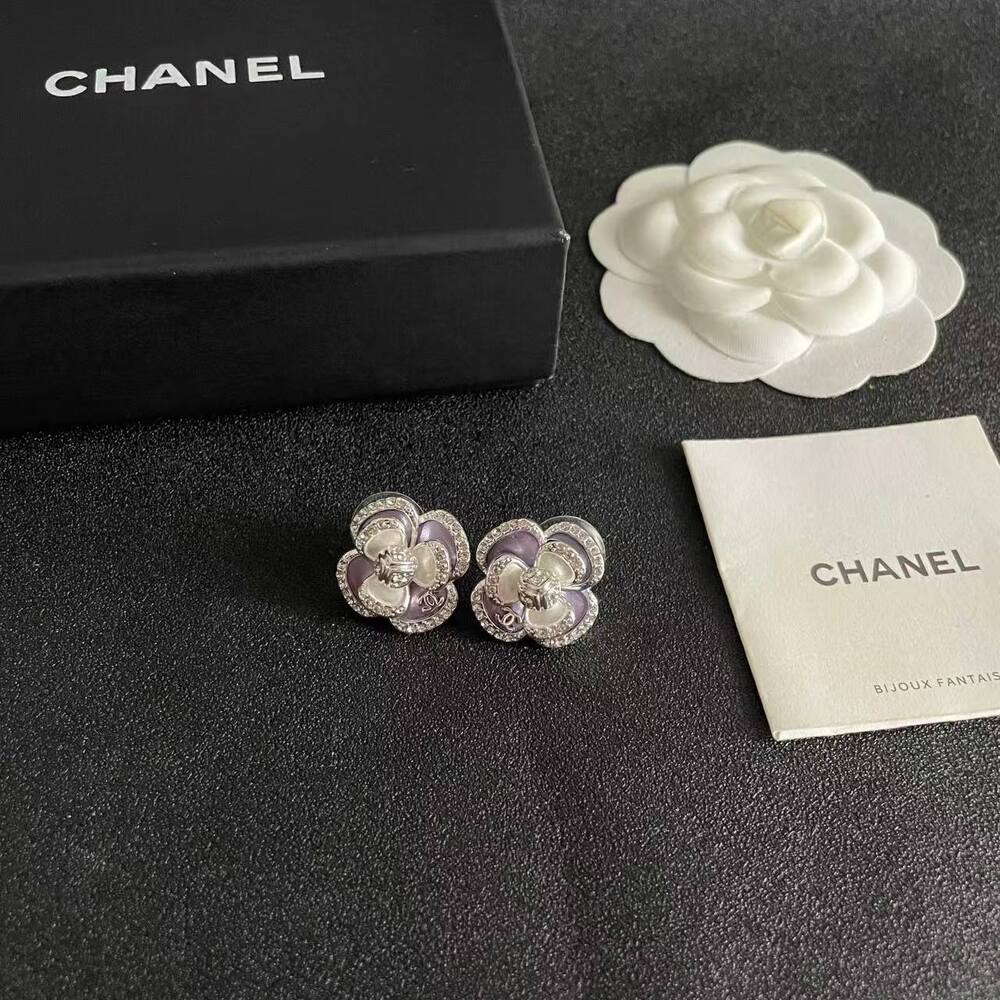 ✨ Chanel Purple Petal Stud Earrings